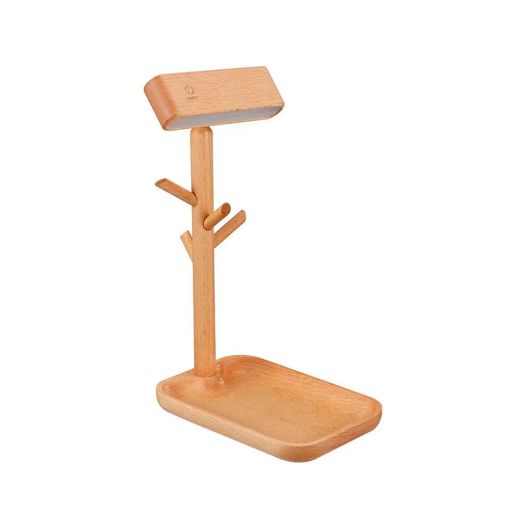WoodGlow – Dimmable Wood Table Lamp with Practical Storage