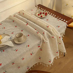 Vintage Red Cherry Tassel Tablecloth