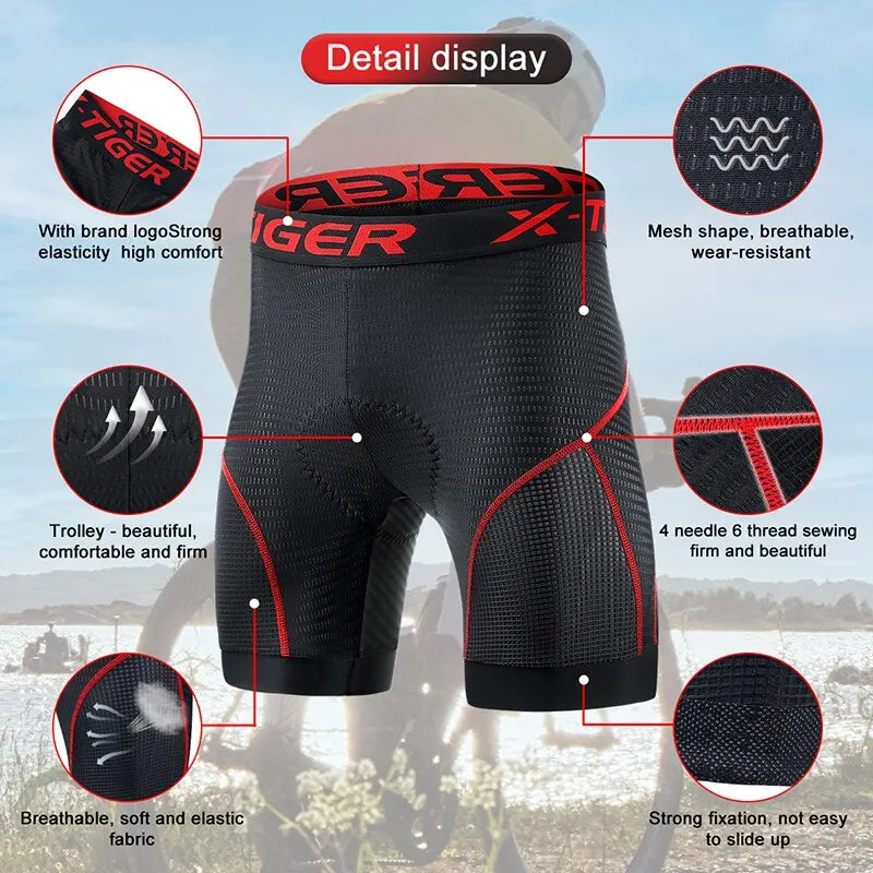 Breathable Mesh Cycling Shorts with Gel Padding | Shockproof Cycling Shorts for Men