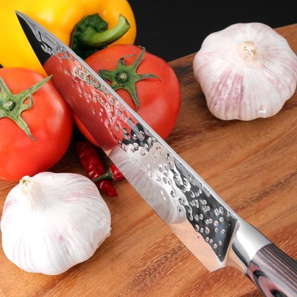 Santoku Japanese Chef Knife 8" Hand sharpened High Carbon Steel Knife