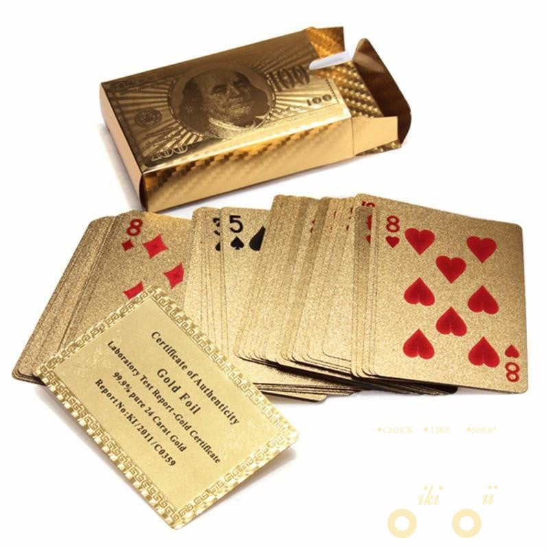 24K Gold Plated Playing Card with Wood - Style Box