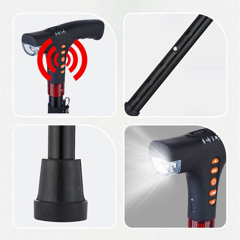 Intelligent walking stick for elderly people with LED light