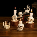 GothicGlow 3pc Halloween Skull Candle Holder Set