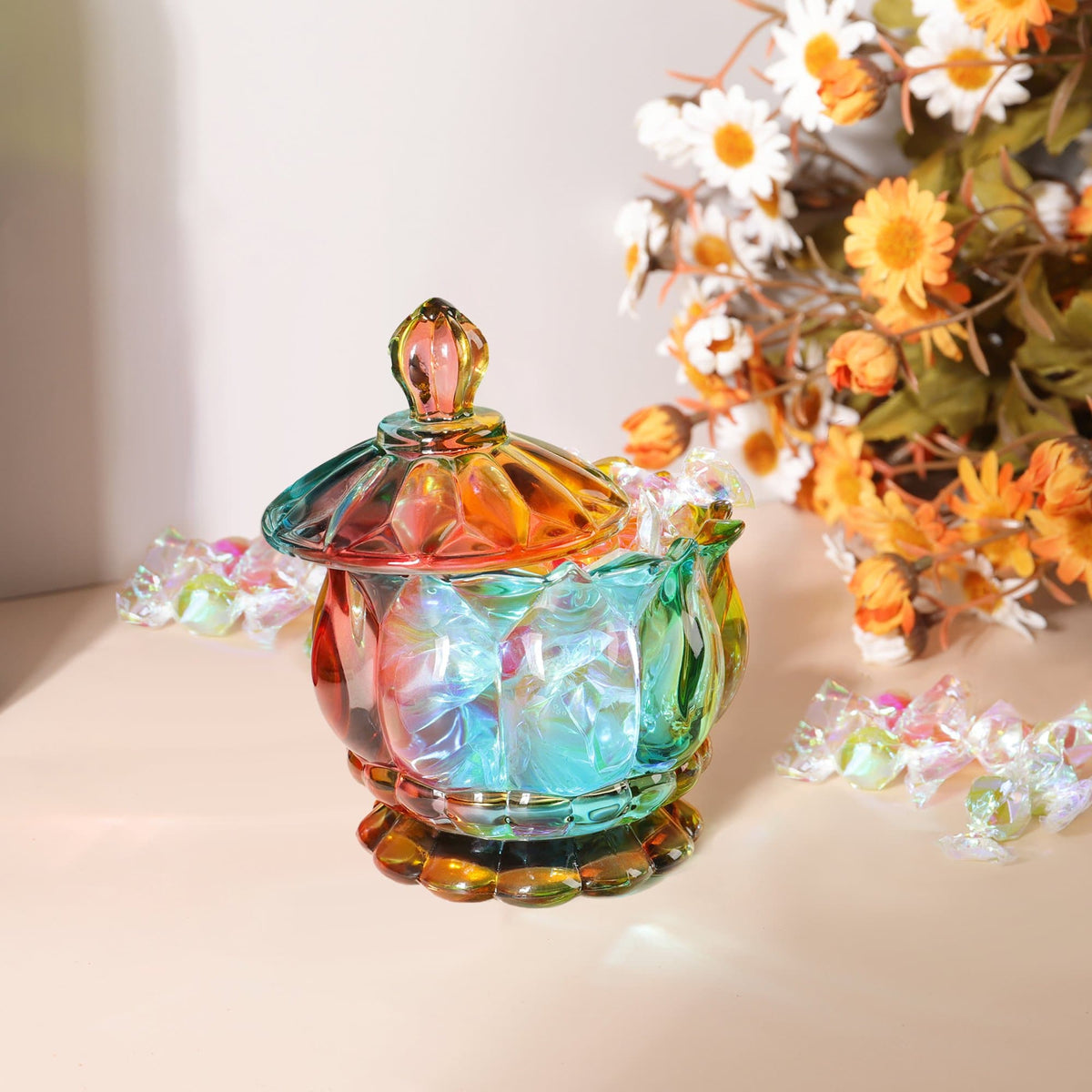 Iridescent Sugar Bowl with Lid