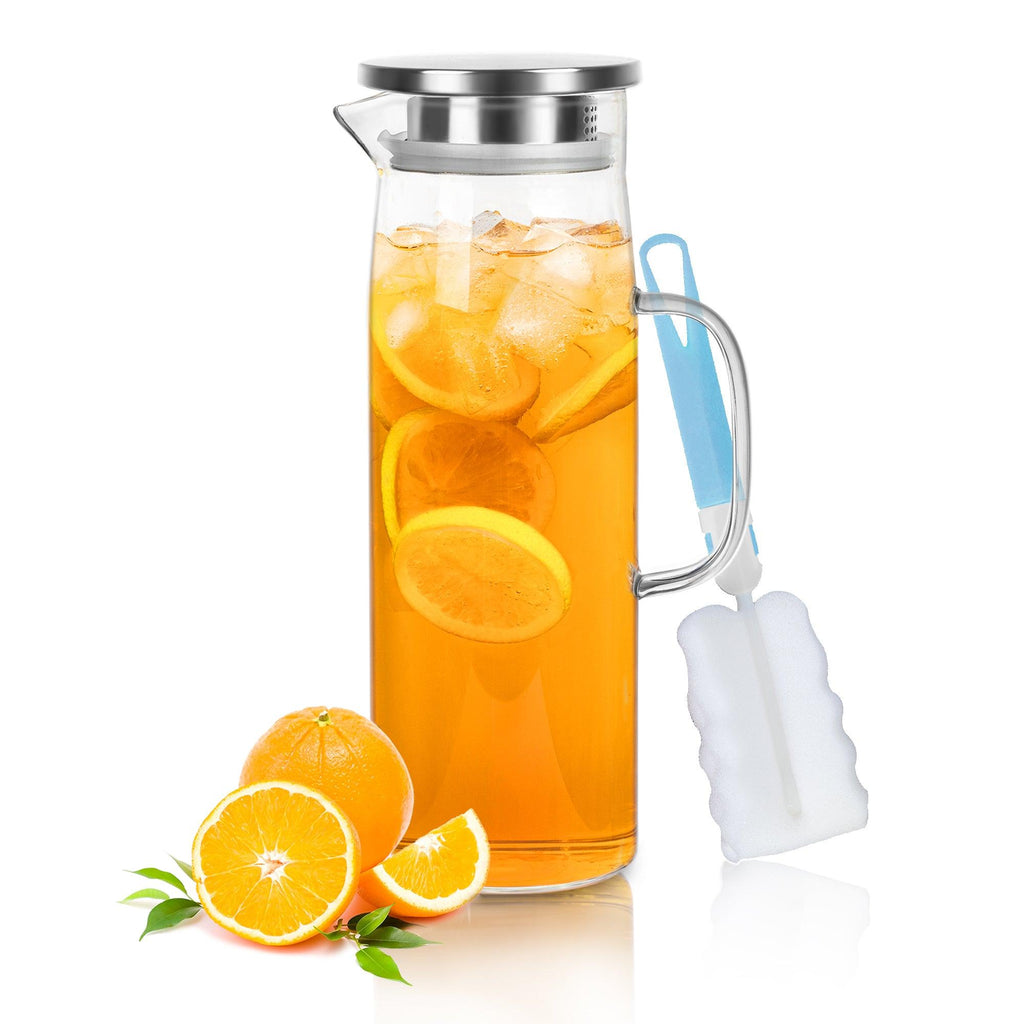 Cylindrical heat-resistant glass jug