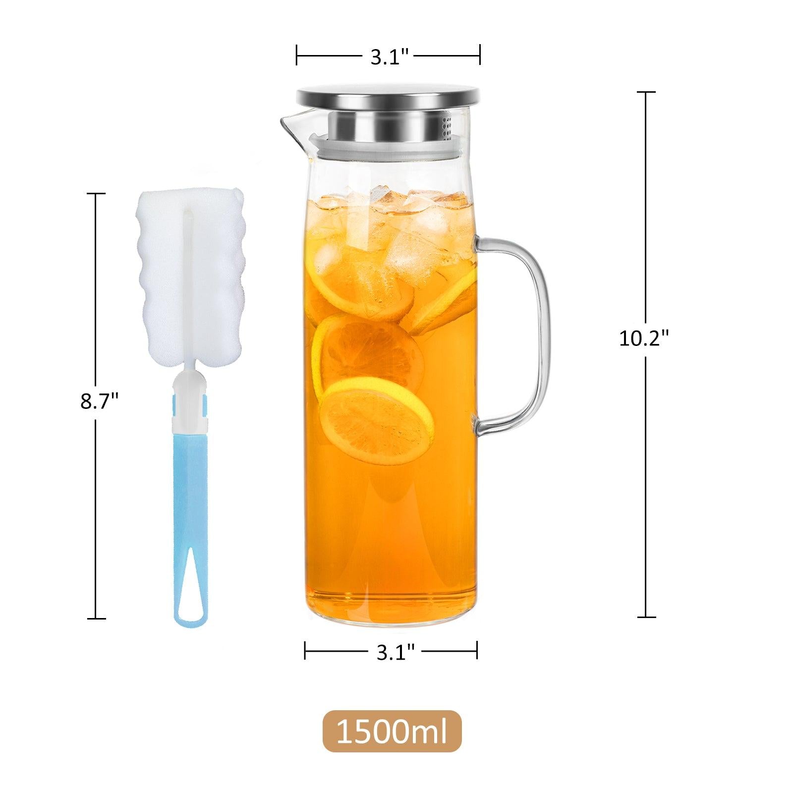 Cylindrical heat-resistant glass jug