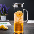 Cylindrical heat-resistant glass jug