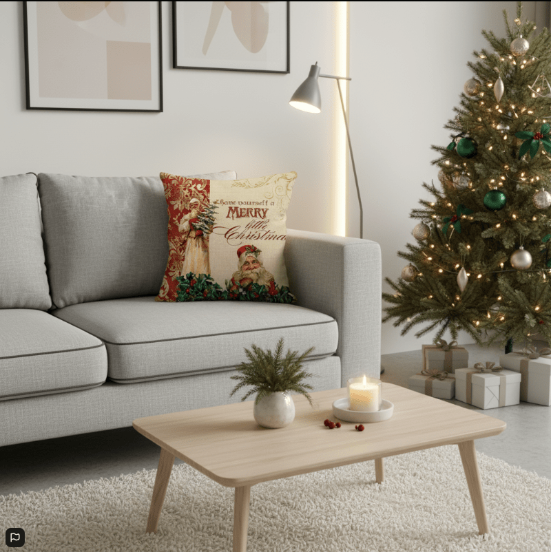 Festive 18-Inch Velvet Pillowcase with Hidden Zipper for Christmas Decoration