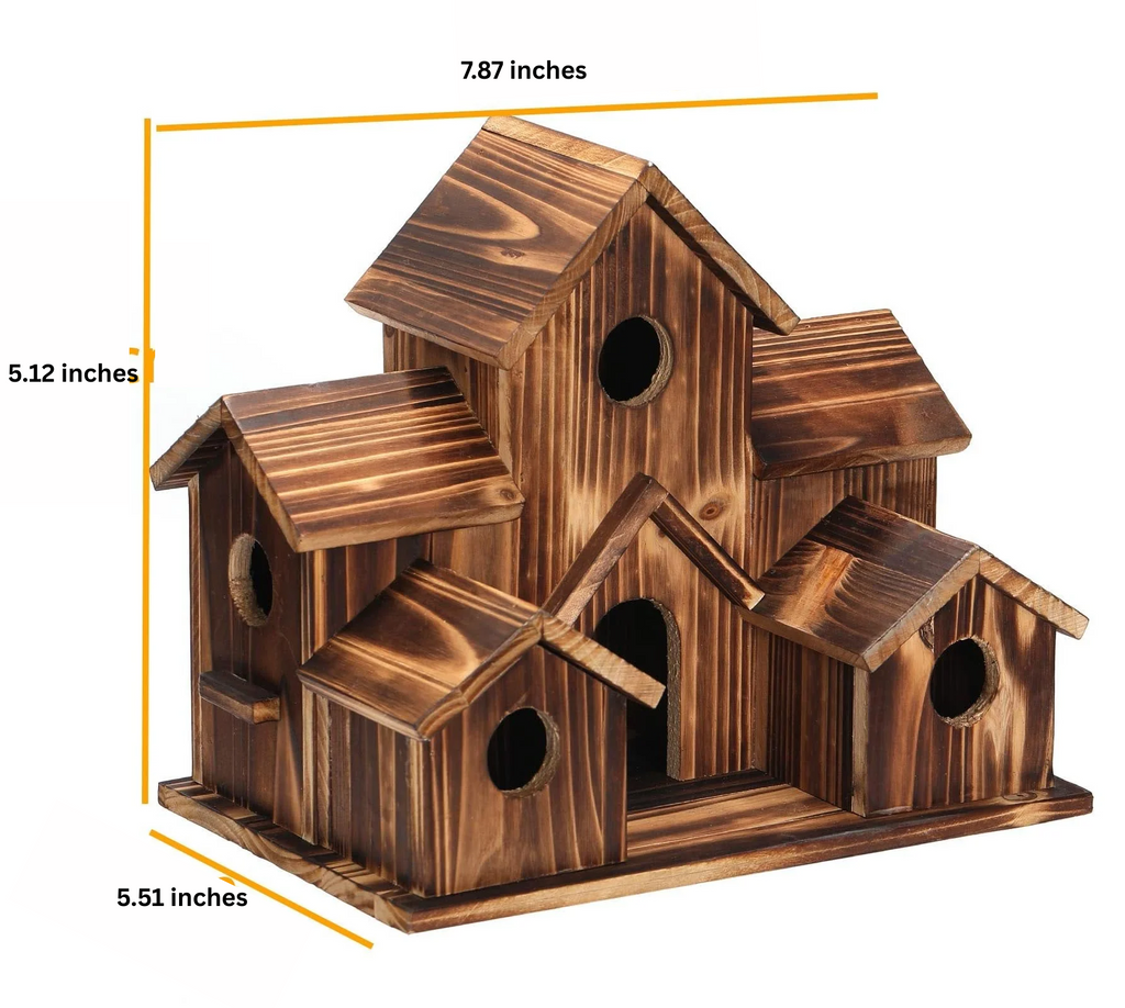 Handcrafted Wooden Birdhouse Tree Birdhouse with 6 Holes