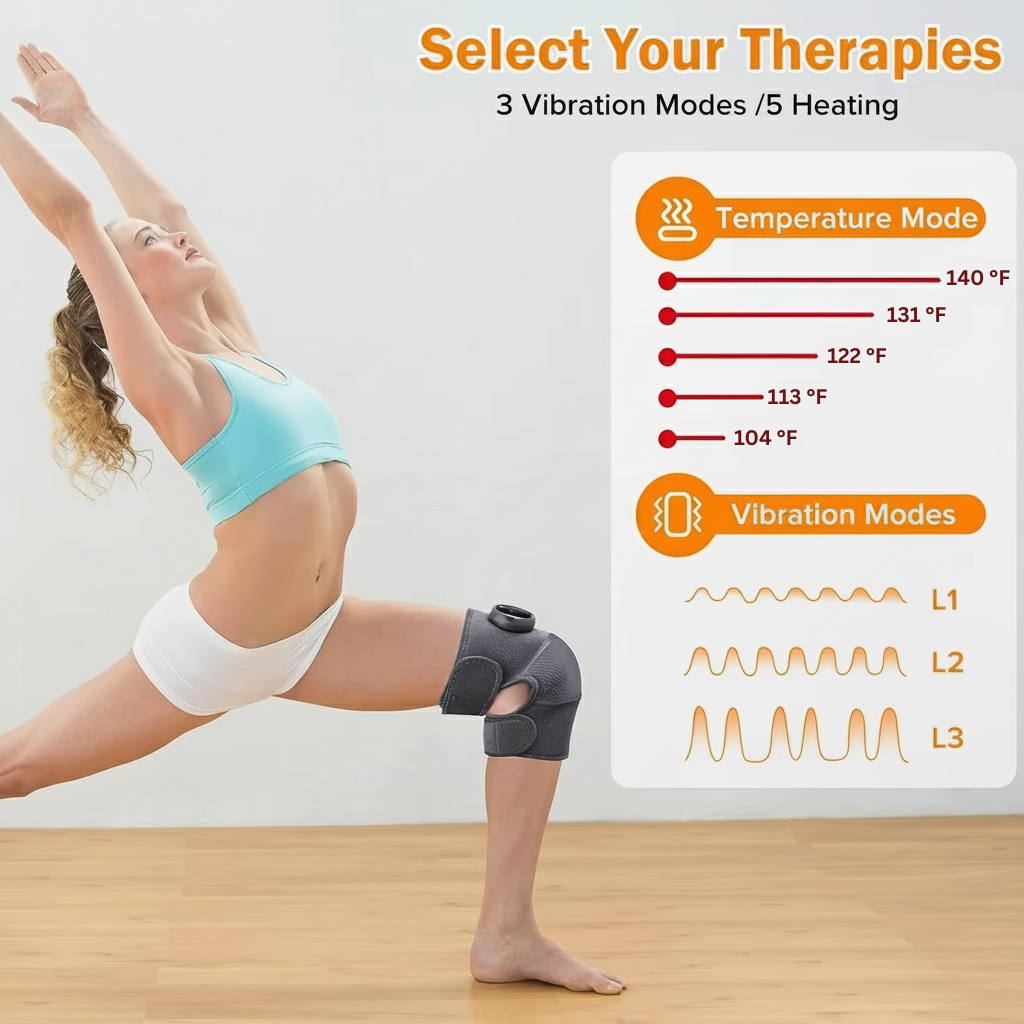Heating Knee Massager 3 in 1 Portable Vibration and Heat Therapy Device for Knee Shoulder and Elbow Pain Relief