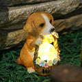 Solar-powered dog sculpture with LED – Weatherproof decorative figure for garden and terrace