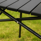 Foldable camping table with X-frame & heat-resistant surface