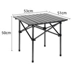 Foldable camping table with X-frame & heat-resistant surface