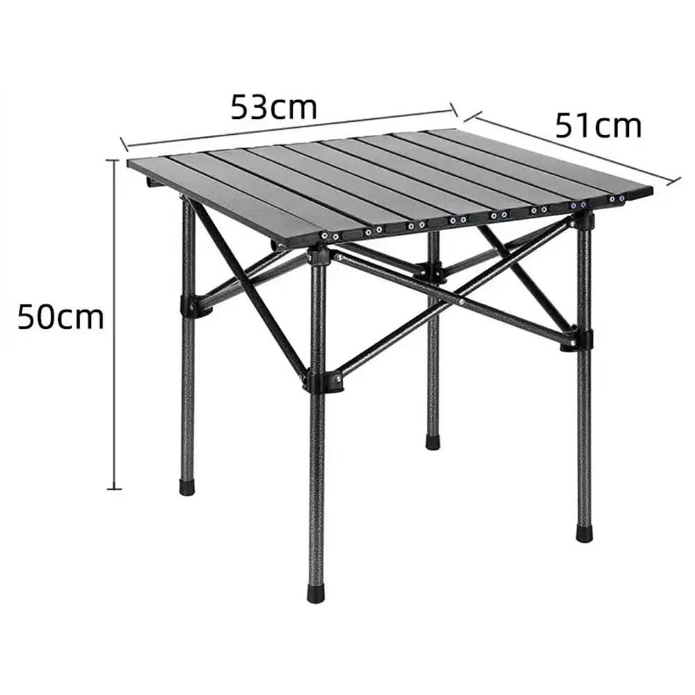 Foldable camping table with X-frame & heat-resistant surface