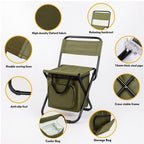 Folding chair with backrest & integrated cool bag