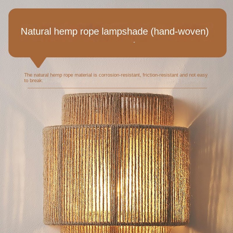 HempLume - Vintage LED lamp - Bohemian Wicker - Natural touch