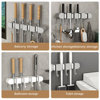 Multifunctional Mop Holder with Hooks