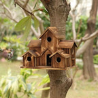 Rustic Wooden Handmade Birdhouse with 6 Entrances