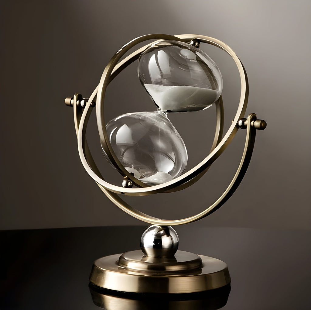 GracefulTime Clock – Luxury Hourglass with Elegant Gold Frame & Timeless Design