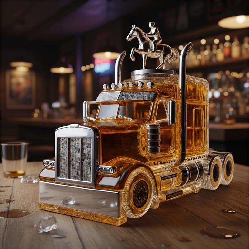 Truck Shape Glass Whiskey Bottle