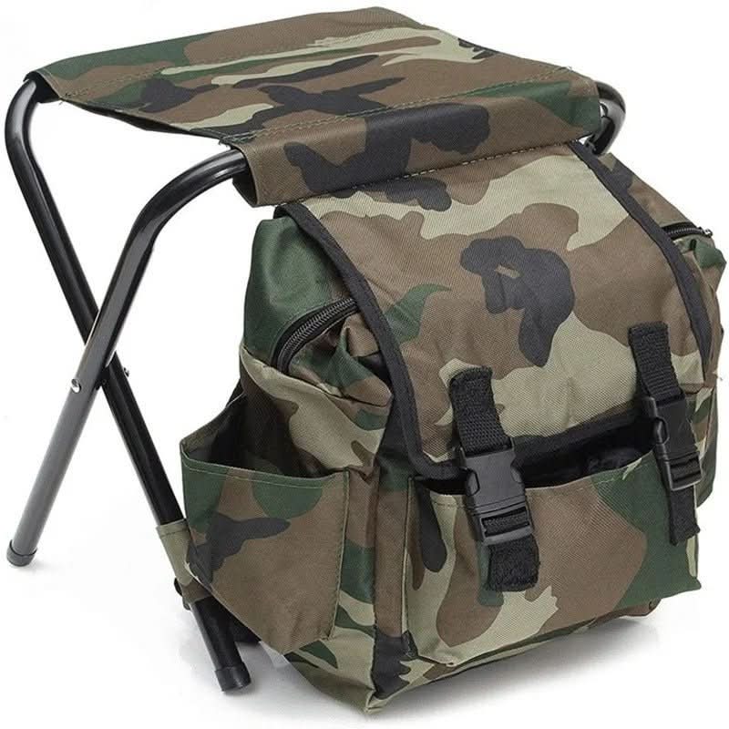 3-in-1 camouflage rucksack with folding chair & cooler compartment