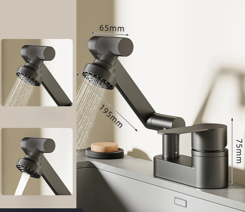 Two-Hole Bathroom Faucet with 360-Degree Swivel Spout