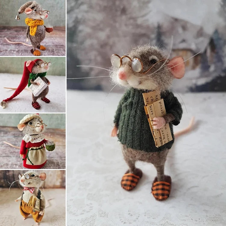 Handmade felt mouse | Christmas decoration & gift idea | Needle felted from wool & fabric | Sustainable