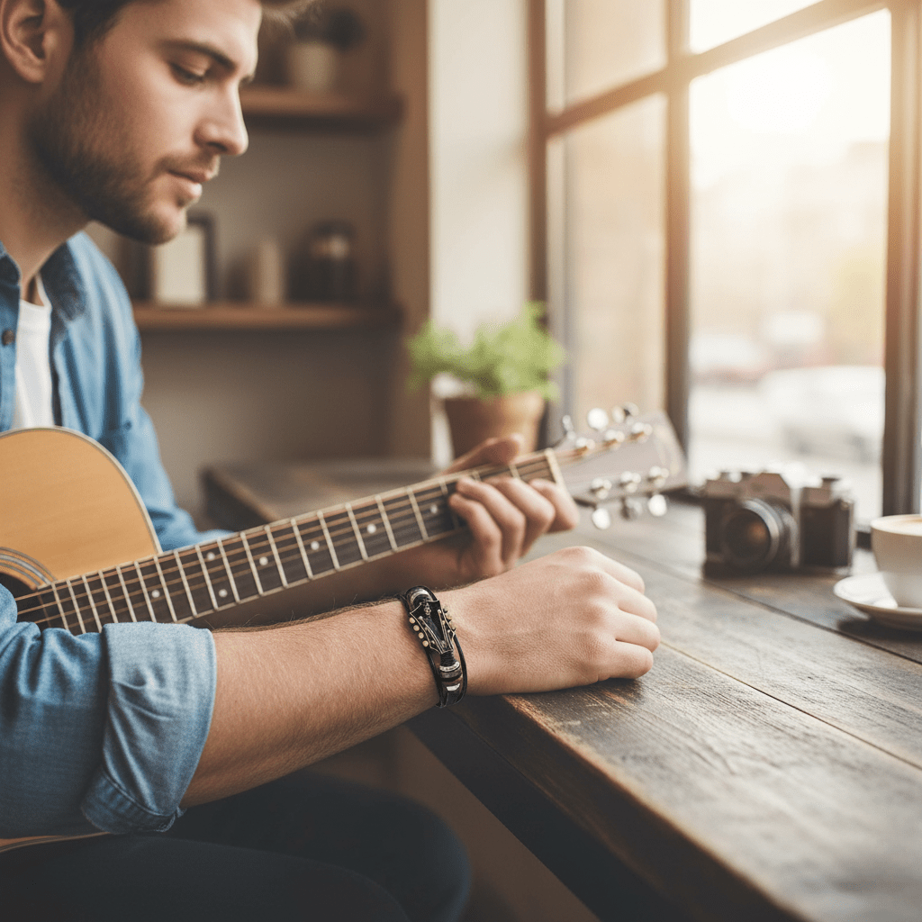 Music-inspired leather bracelet