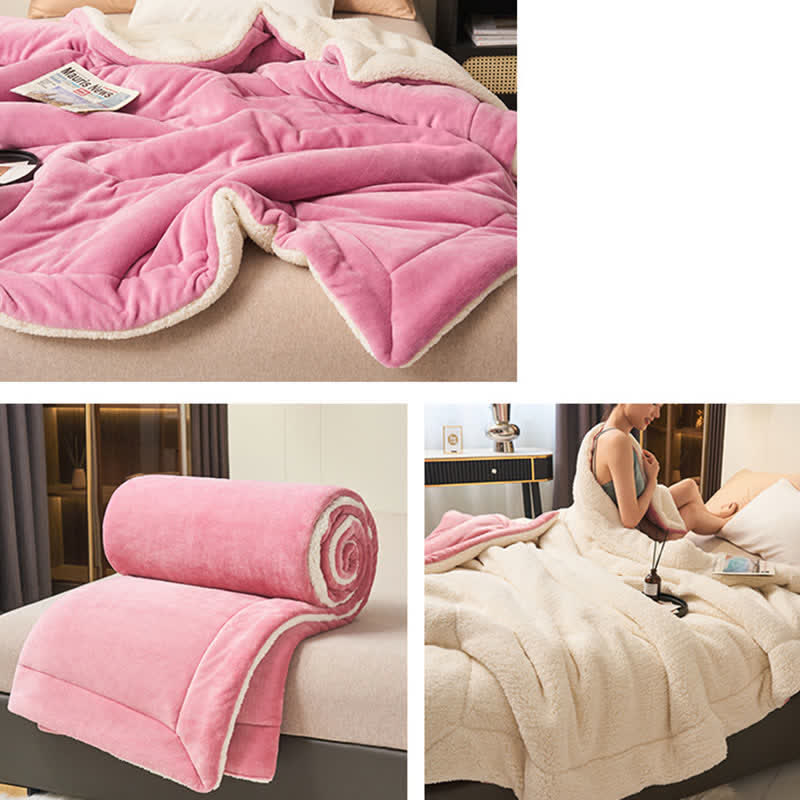 Solid thick double-sided velvet cube blanket