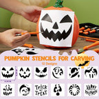 Halloween Pumpkin Carving Kit with Stencils | Easy Carved Pumpkins Reusable Tools
