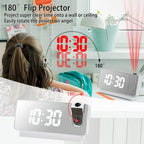 Projection Alarm Clock | LED Display with Mirror Surface | Dual Alarms & Temperature | 19cm
