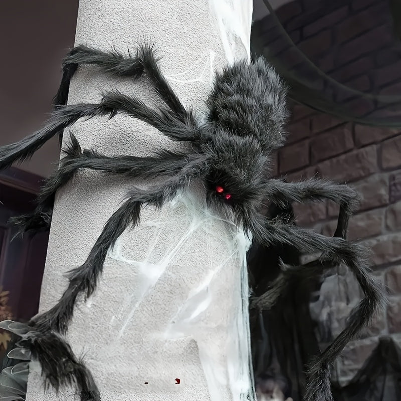 WebCreeper Halloween Decoration Set – 2 Giant Spiders 50cm with Stretchy Spider Web