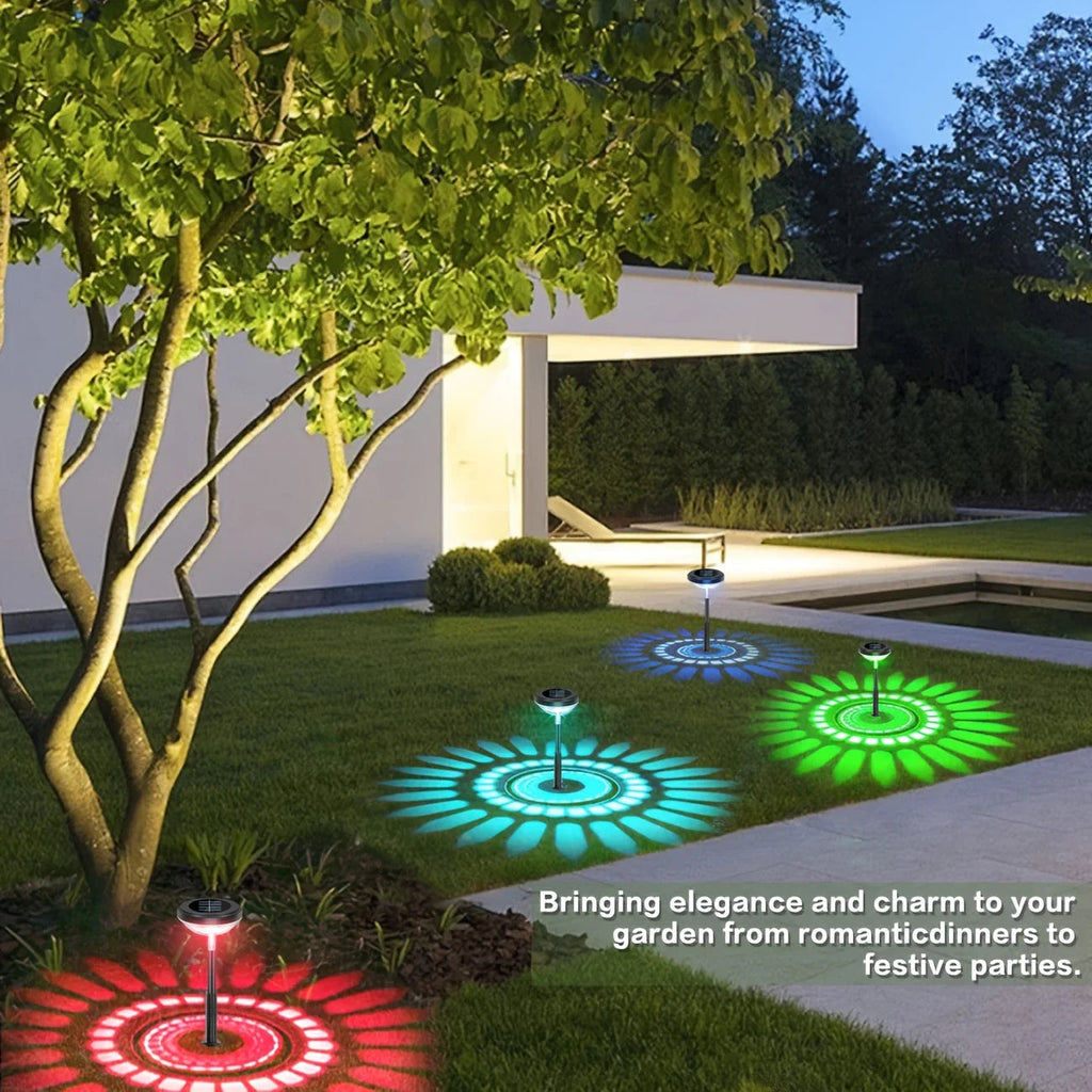 Solar Garden Lamp with Color Change – LED Garden Lighting for Outdoor Use with Flower Pattern