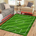 Football Field Pattern Carpet - non-slip washable lounge mats for living room, bedroom, garden or gaming room