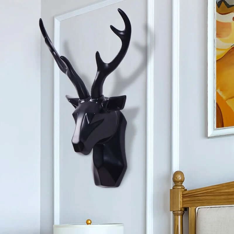 3D Geometric Deer Head Wall Decor Modern Resin