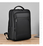 Elegant leather rucksack for men/women with USB port for laptop and everyday use, 15.6 inch, black