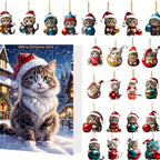 Vintage Cats Advent Calendar – 24-piece Christmas Calendar with Acrylic Hang Tags