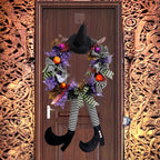 Halloween Whimsical Witch Legs Wreath | Festive Front Door Decor