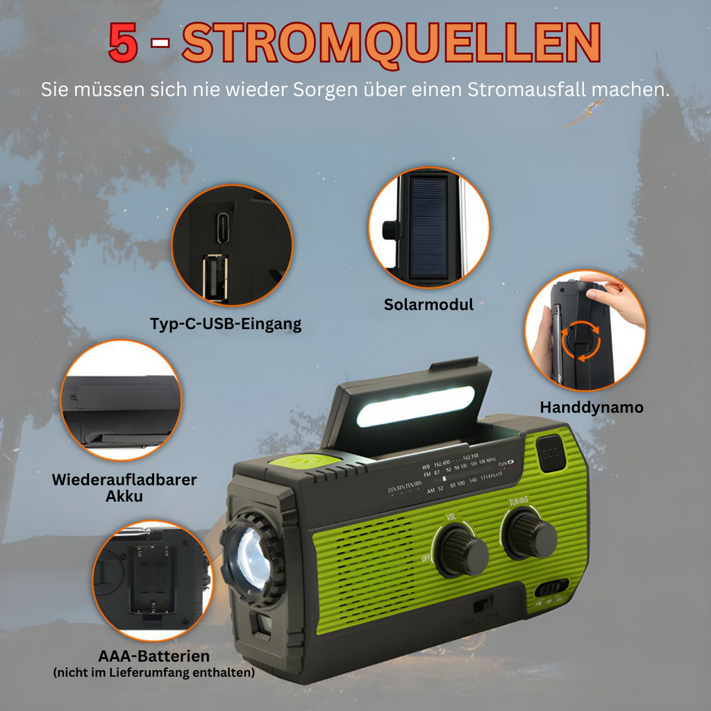 Portable emergency solar radio - PowerWave