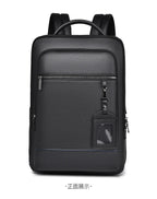 Elegant leather rucksack for men/women with USB port for laptop and everyday use, 15.6 inch, black