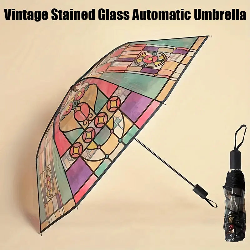 Stained Glass Art Umbrella — Automatic Wind PRedection and Rain PRedection