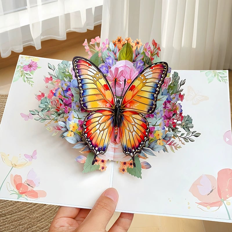 Vibrant 3D Butterfly & Daisy Pop-Up Greeting Card