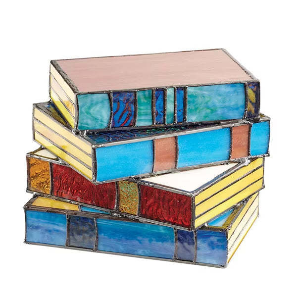 Desk lamp with stacked books