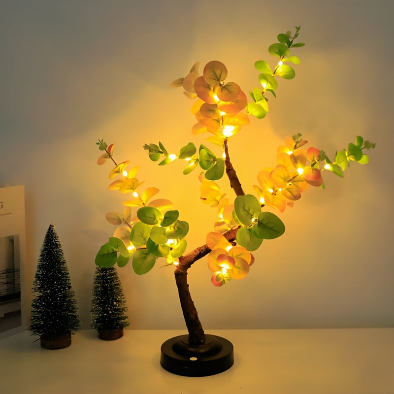 EucalyptusGlow Tree - LED Bonsai Lamp with Rechargeable Drive