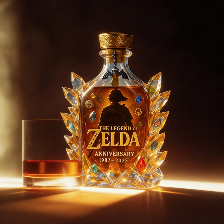 The Dazzling Legend Of Zelda 38th Anniversary 1987-2025 Whisky Bottle - A Masterpiece in Crystal & Spirit