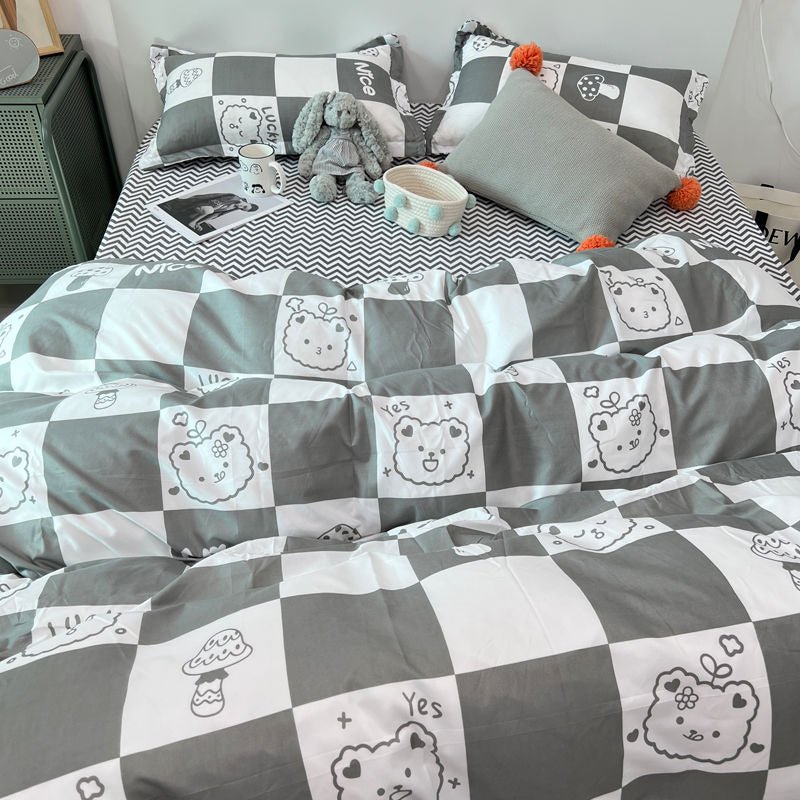 Abstract Chessboard Single Bed Linen Set