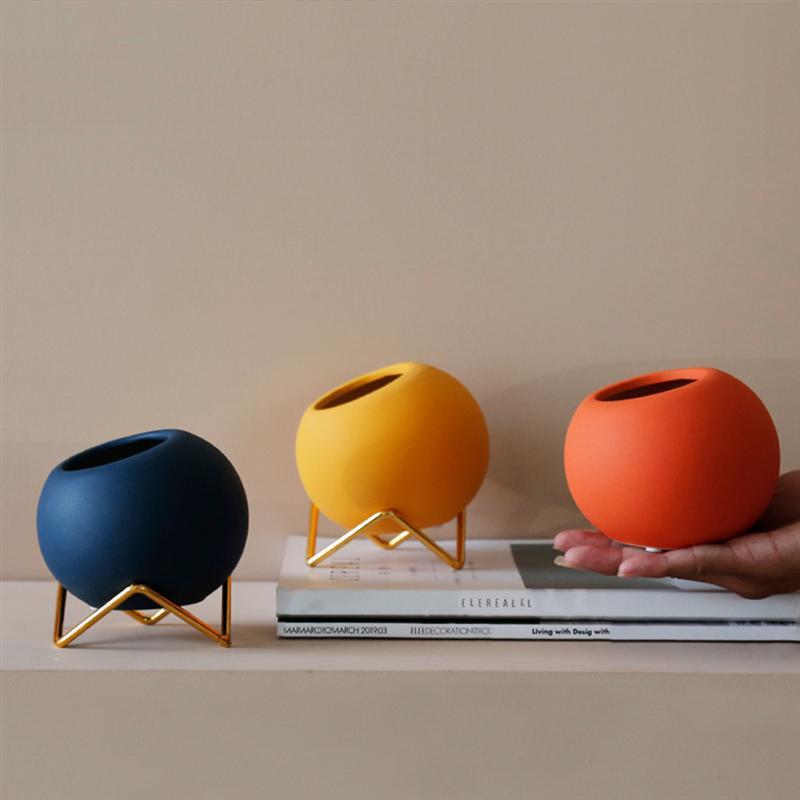 Abstract Colors Ceramic Flower Pots with Stand