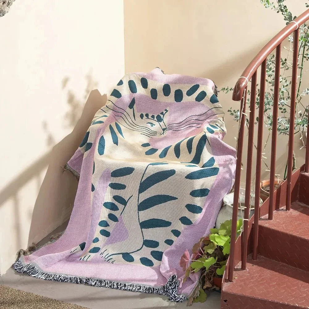 Abstract Woven Wall Tapestry Throw Blanket