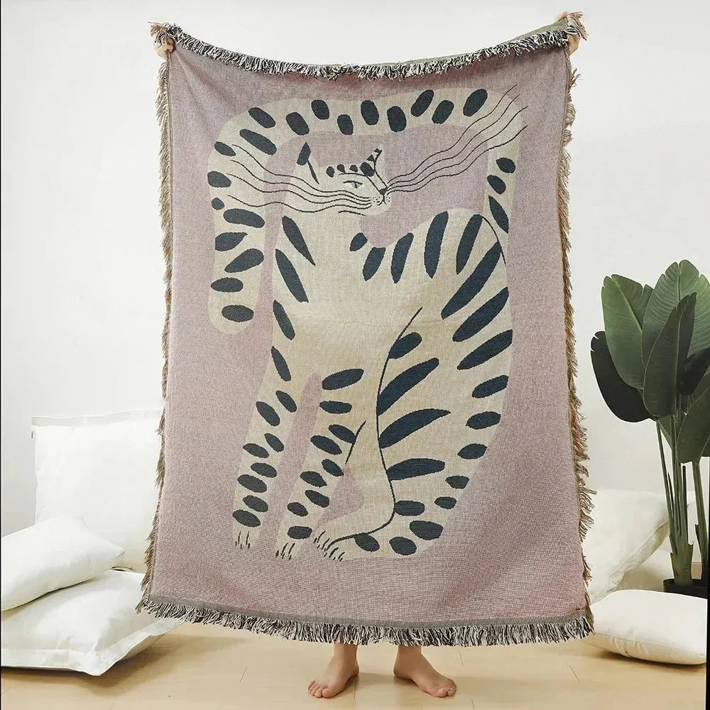 Abstract Woven Wall Tapestry Throw Blanket
