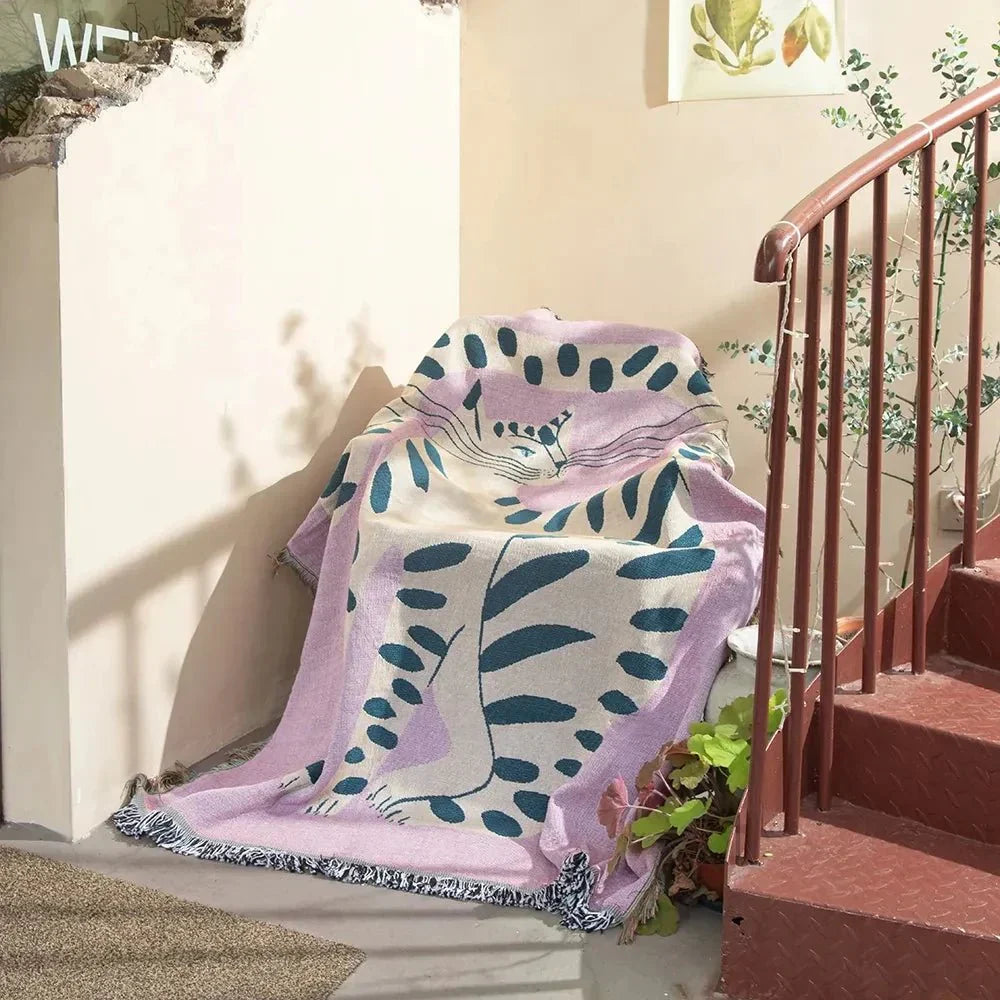 Abstract Woven Wall Tapestry Throw Blanket